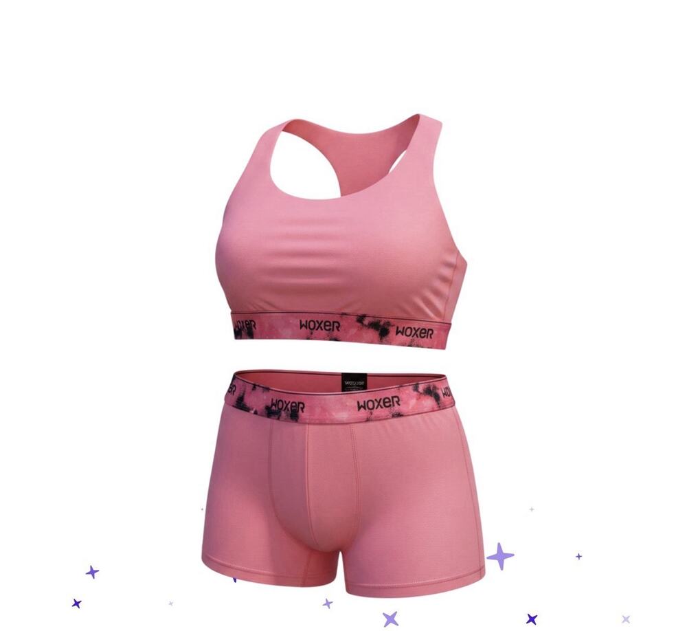 WOXER Women’s Medium Sports Bra Boxer Brief Set Pink NWOT Lounge Activewear
